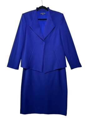 Preston & York Royal Blue Two-Piece Skirt Suit Size 16 Jacket and Size 14 Skirt